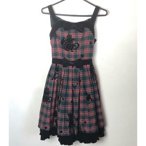 Alice in Wonderland plaid velvet lolita dress